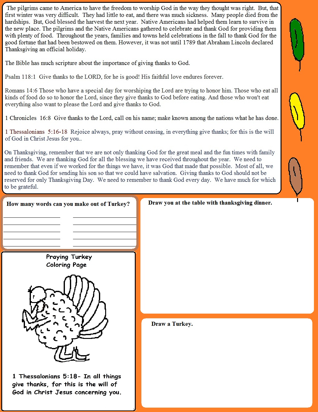 Thanksgiving Sunday School Lesson